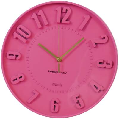 Wandklok - neon roze - 30x30x4cm