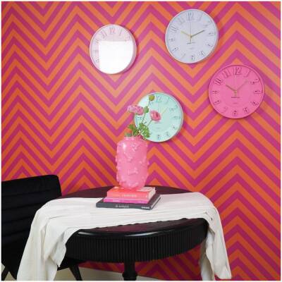 Wandklok - neon roze - 30x30x4cm