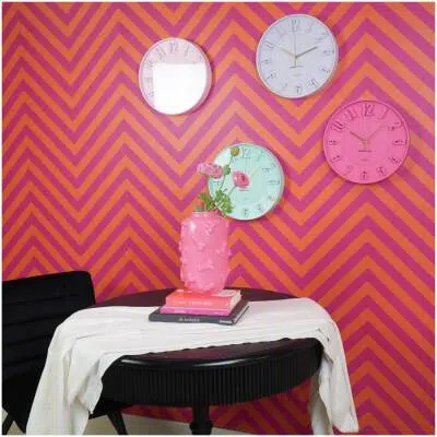 Wandklok - neon roze - 30x30x4cm