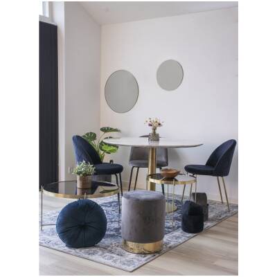 Geneve Eetkamerstoel - blauw met gouden poten - Set van 2