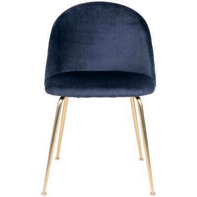 Geneve Eetkamerstoel - blauw met gouden poten - Set van 2