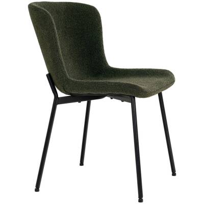 Maceda Eetkamerstoel - Donkergroen Bouclé - Set van 2