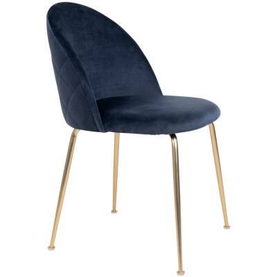 Geneve Eetkamerstoel - blauw met gouden poten - Set van 2