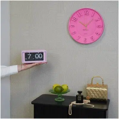 Wandklok - neon roze - 30x30x4cm