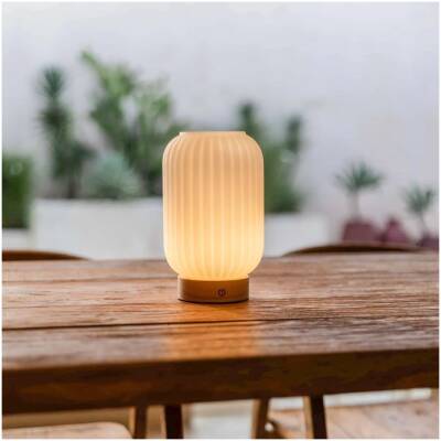 Lilly - lichtbruin - houten basis - oplaadbaar tot 100 uur