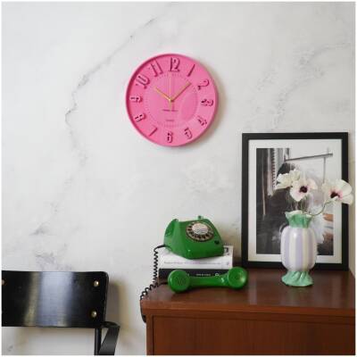 Wandklok - neon roze - 30x30x4cm