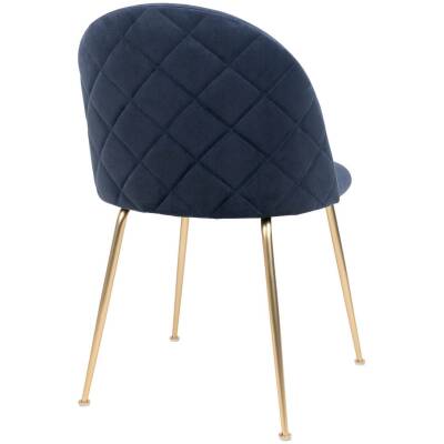 Geneve Eetkamerstoel - blauw met gouden poten - Set van 2