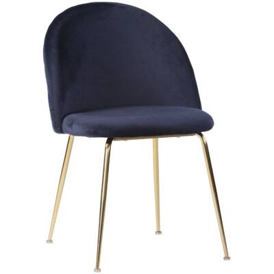 Geneve Eetkamerstoel - blauw met gouden poten - Set van 2
