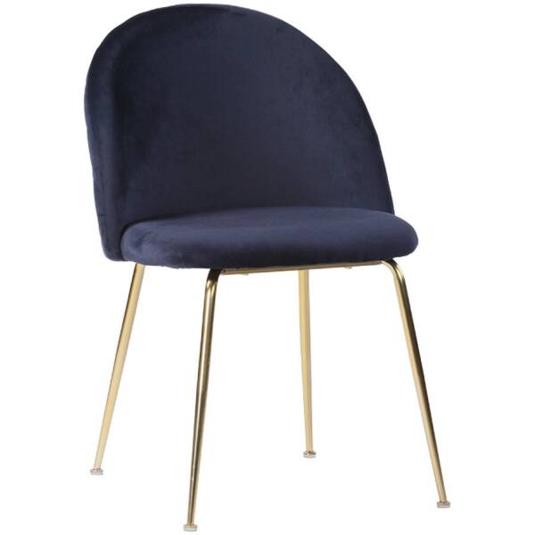 Geneve Eetkamerstoel - blauw met gouden poten - Set van 2