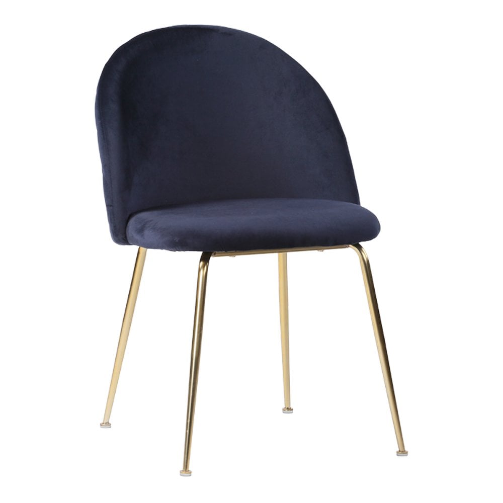 Geneve Eetkamerstoel - blauw met gouden poten - Set van 2 1 Geneve Eetkamerstoel - blauw met gouden poten - Set van 2