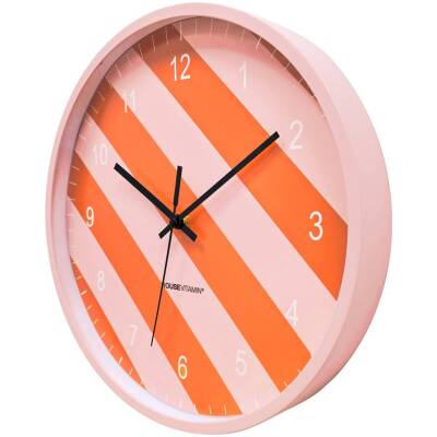 Wandklok - gestreept patroon - oranje/roze -34x4x34cm