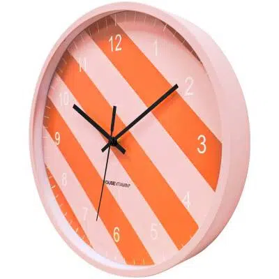 Wandklok - gestreept patroon - oranje/roze -34x4x34cm