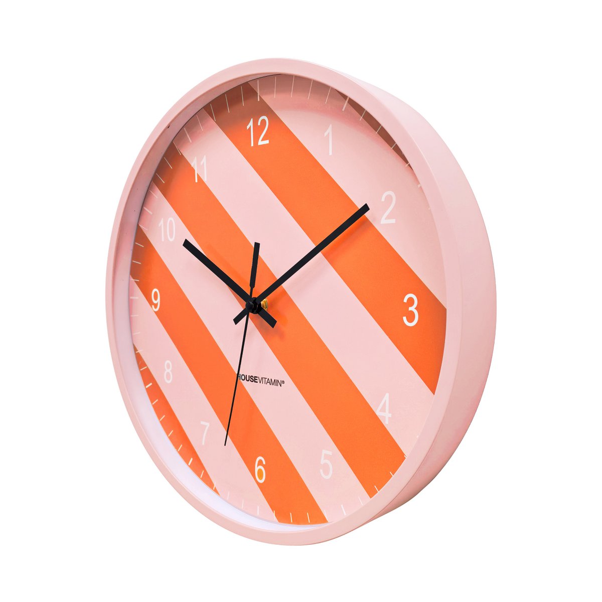 Wandklok - gestreept patroon - oranje/roze -34x4x34cm 2 Wandklok - gestreept patroon - oranje/roze -34x4x34cm