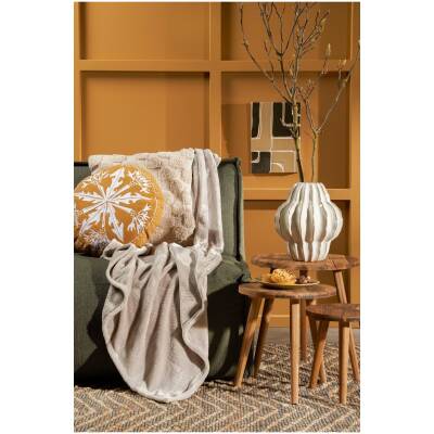 Plaid Famke - Beige - L180xB130cm - Mica Decorations