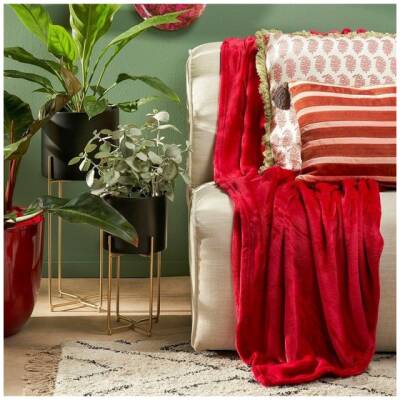 Plaid Famke - Rood - L180xB130cm - Mica Decorations