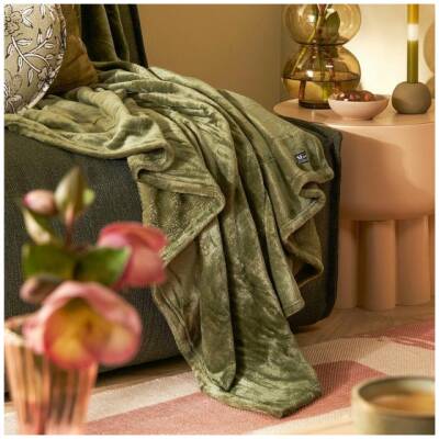 Plaid Famke - Donkergroen - L180xB130cm - Mica Decorations