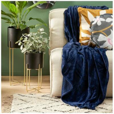 Plaid Famke - Donkerblauw - L180xB130cm - Mica Decorations