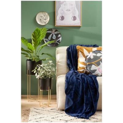 Plaid Famke - Donkerblauw - L180xB130cm - Mica Decorations