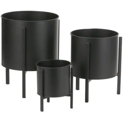 Jessy Bloempot - zwart - Set van 3 - Mica Decorations