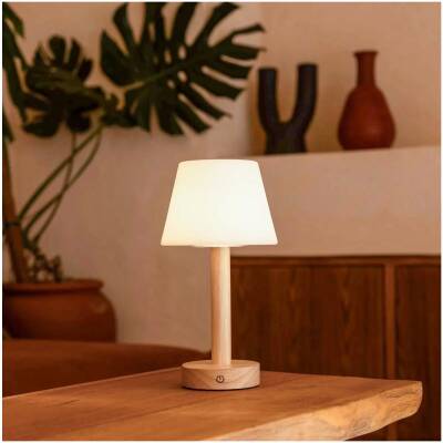 Zoe Lichtbruine Houten Oplaadbare Tafellamp - tot 80 uur