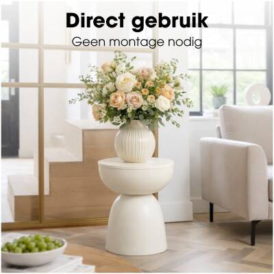 Bijzettafel Elliott - Gebroken wit - 45cm hoog - Mica Decorations