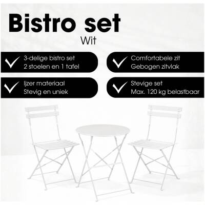 Mica Decorations - bistroset Laurence - Wit - set van 3