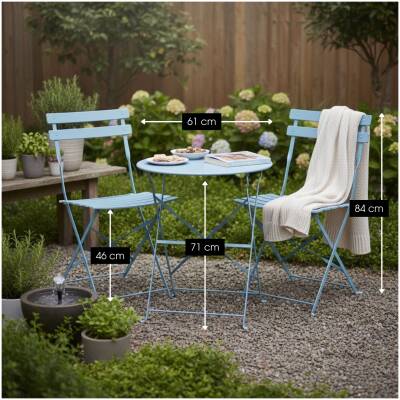 Mica Decorations - bistroset Laurence - Lichtblauw - set van 3