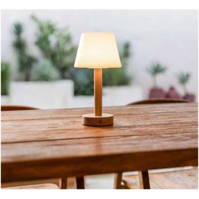 Zoe Lichtbruine Houten Oplaadbare Tafellamp - tot 80 uur