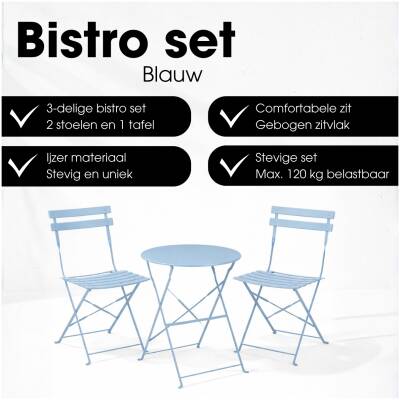 Mica Decorations - bistroset Laurence - Lichtblauw - set van 3