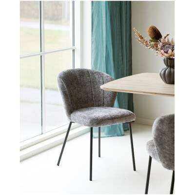 Roanne eetkamerstoel grijs – zwarte poten - set van 2 - House Nordic
