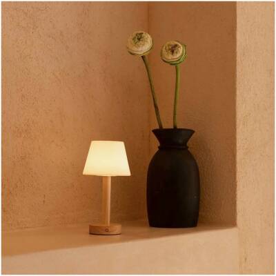 Zoe Lichtbruine Houten Oplaadbare Tafellamp - tot 80 uur