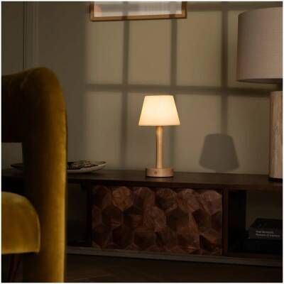 Zoe Lichtbruine Houten Oplaadbare Tafellamp - tot 80 uur