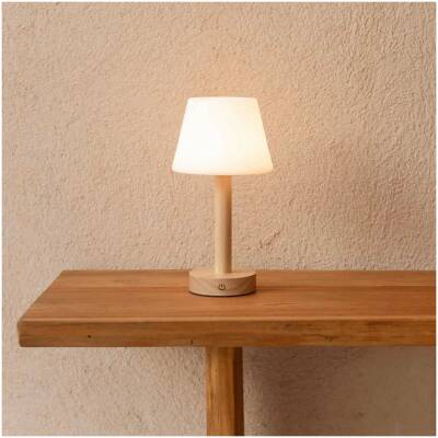Zoe Lichtbruine Houten Oplaadbare Tafellamp - tot 80 uur