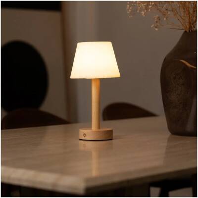 Zoe Lichtbruine Houten Oplaadbare Tafellamp - tot 80 uur