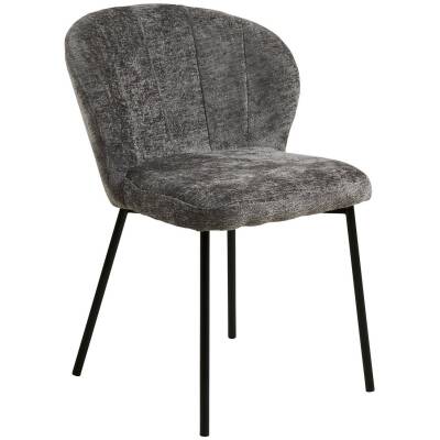 Roanne eetkamerstoel grijs – zwarte poten - set van 2 - House Nordic