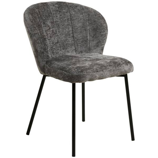 Meubels 13 Roanne eetkamerstoel grijs – zwarte poten - set van 2 - House Nordic