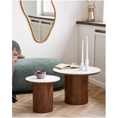 Noli salontafel wit en donkerbruin - Ø 60 cm - House Nordic