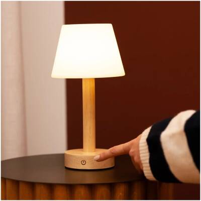 Zoe Lichtbruine Houten Oplaadbare Tafellamp - tot 80 uur