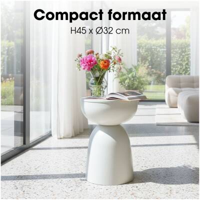Bijzettafel Elliott - Gebroken wit - 45cm hoog - Mica Decorations