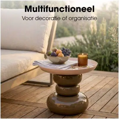 Mica Decorations - Bijzettafel Zita - Bruin - D41cm