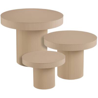 Bijzettafel Lux - Lichtbruin - rond - set van 3