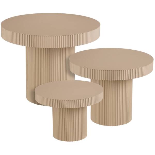 Bijzettafel Lux - Lichtbruin - rond - set van 3
