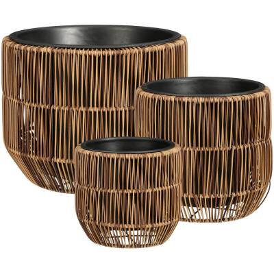 Bloempot buiten Peta - Donkerbruin - set van 3 - Mica Decorations