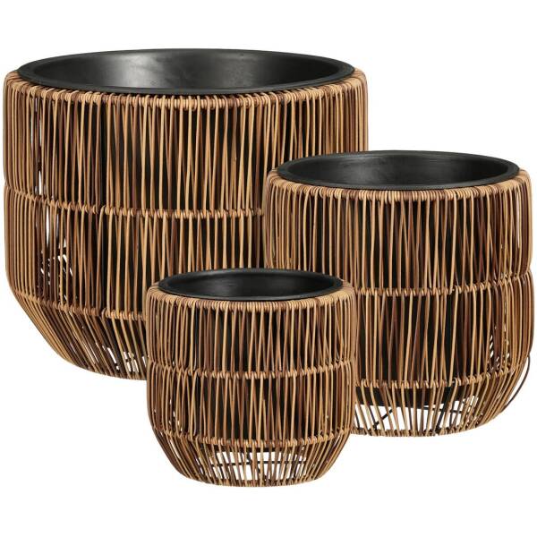 Outdoor 18 Bloempot buiten Peta - Donkerbruin - set van 3 - Mica Decorations