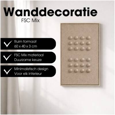 Wanddecoratie Donkerbruin - 60x40 - Mica Decorations