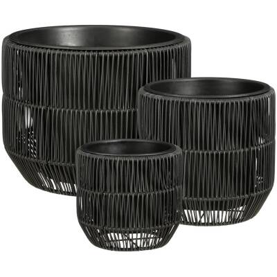 Bloempot buiten Peta - Zwart - set van 3 - Mica Decorations