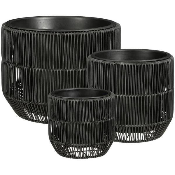 Bloempot buiten Peta - Zwart - set van 3 - Mica Decorations