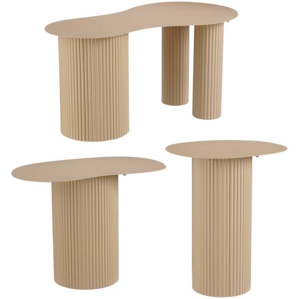 Meubels 6 Bijzettafel Lux - Lichtbruin - organisch - set van 3