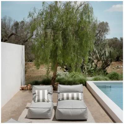 Blomus buitenkussen - Stay - Lily White/Elephant Skin - 45x45cm