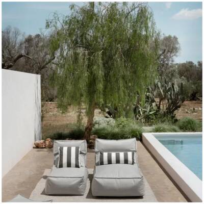 Blomus buitenkussen - Stay - Lily White/Black - 45x45cm